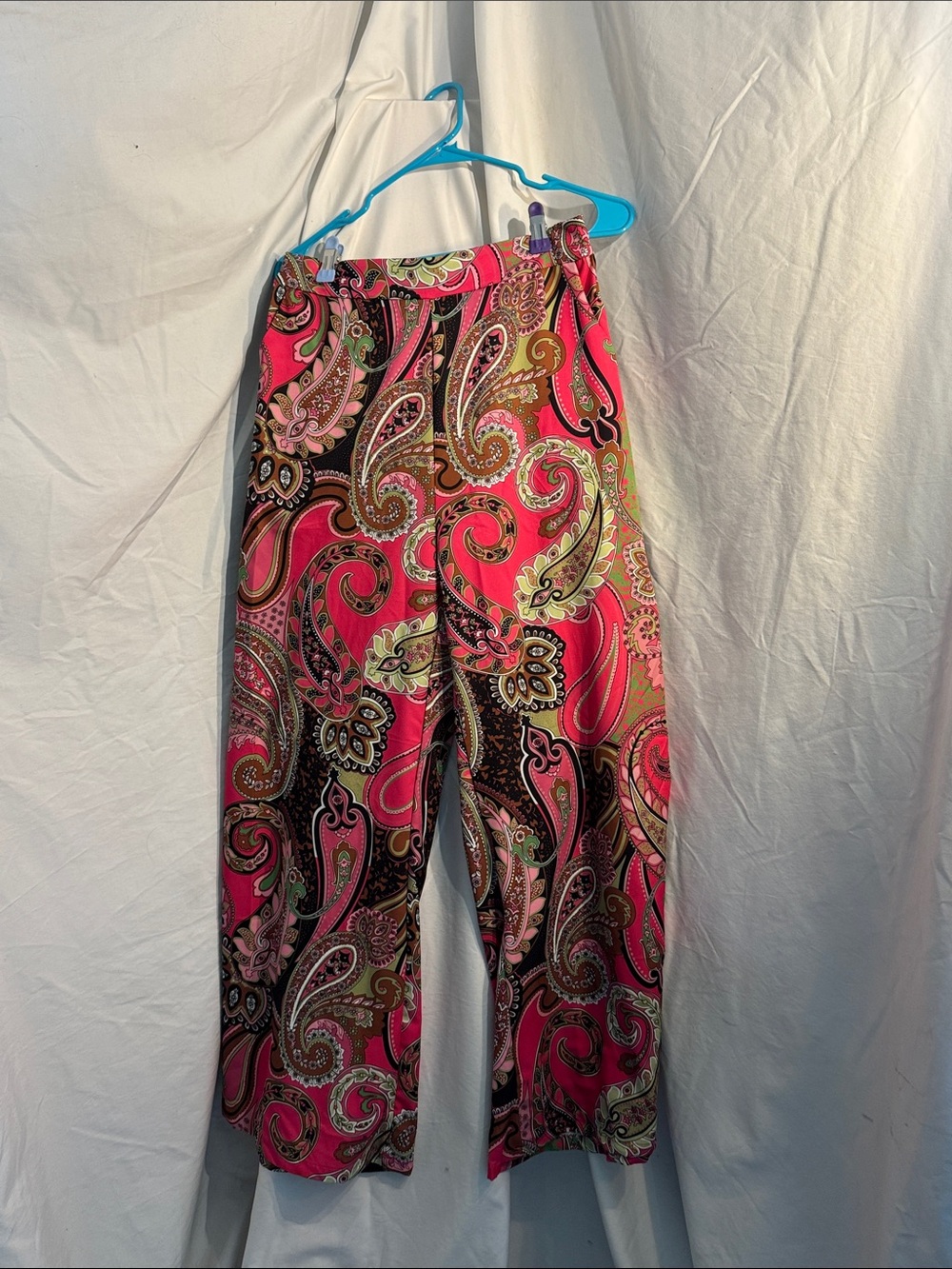 Women’s Pink Paisley Wide-Leg Pants